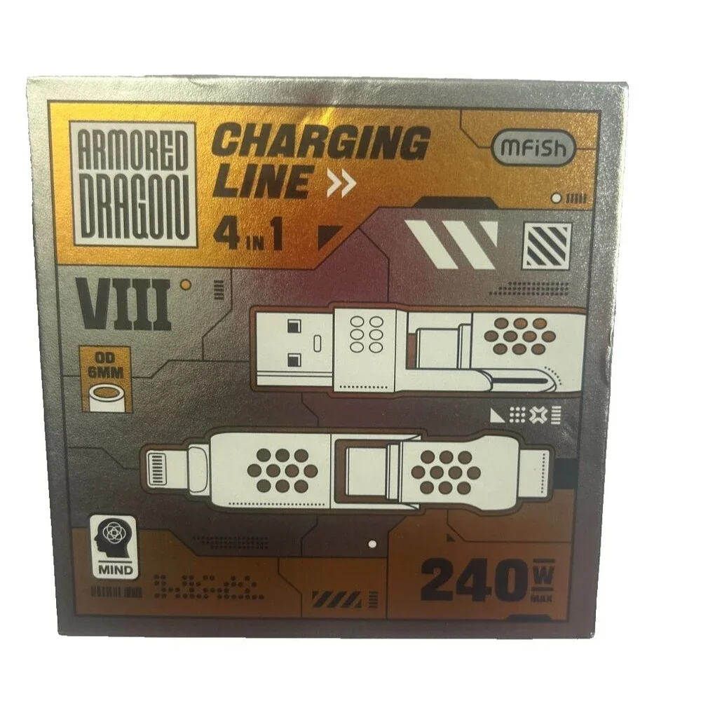 Mfish 4 in 1 Charging Line Cable 240w Armored Dragon Type C USB A iPhone Androi